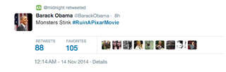 Illustration for article titled Things Looking Up For Democrats? Obama Just Got Retweeted By @midnight